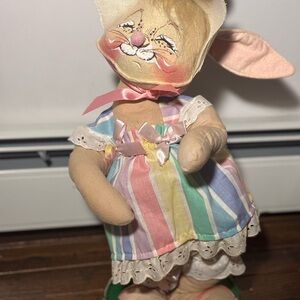Annalee Mobitilee Easter Bunny Doll 18" Pastel Posable Decor Plush Vintage 1960s